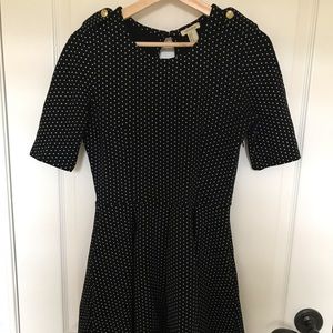 Polka dot black fit and flare dress
